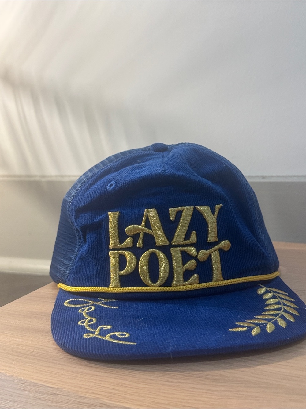 Embroidered Blue Snapback Hat with Gold Text